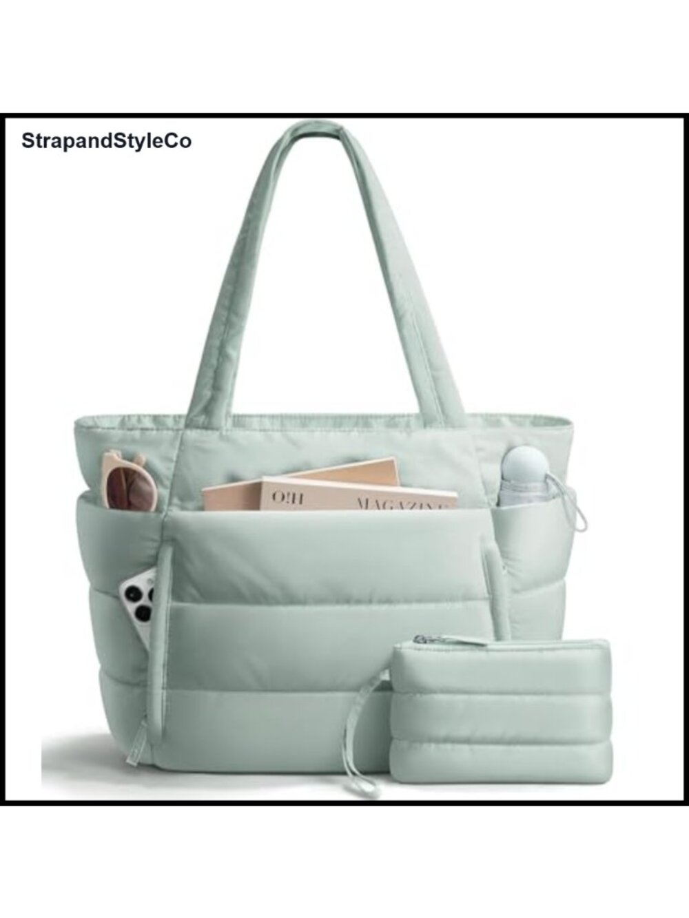 Quilted Puffer Tote Bag Lightweight Water Resistant Laptop Work Bag